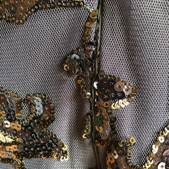 Badgley Mischka Sequin Dress Size 2 Blue Floral - Picture 13 of 15